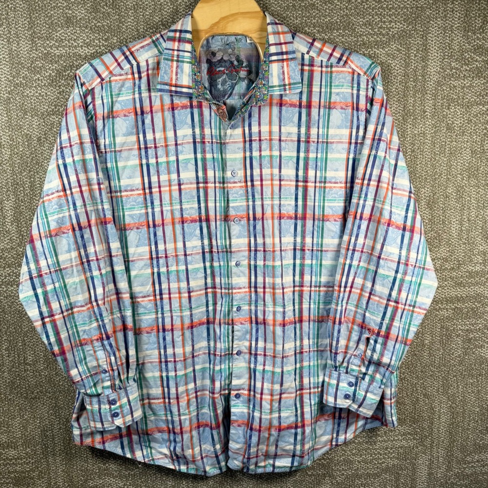 Robert Graham Plaid Skull Jacquard Shirt Mens 4XLT Blue Multi Long Sleeve Button - Picture 3 of 9